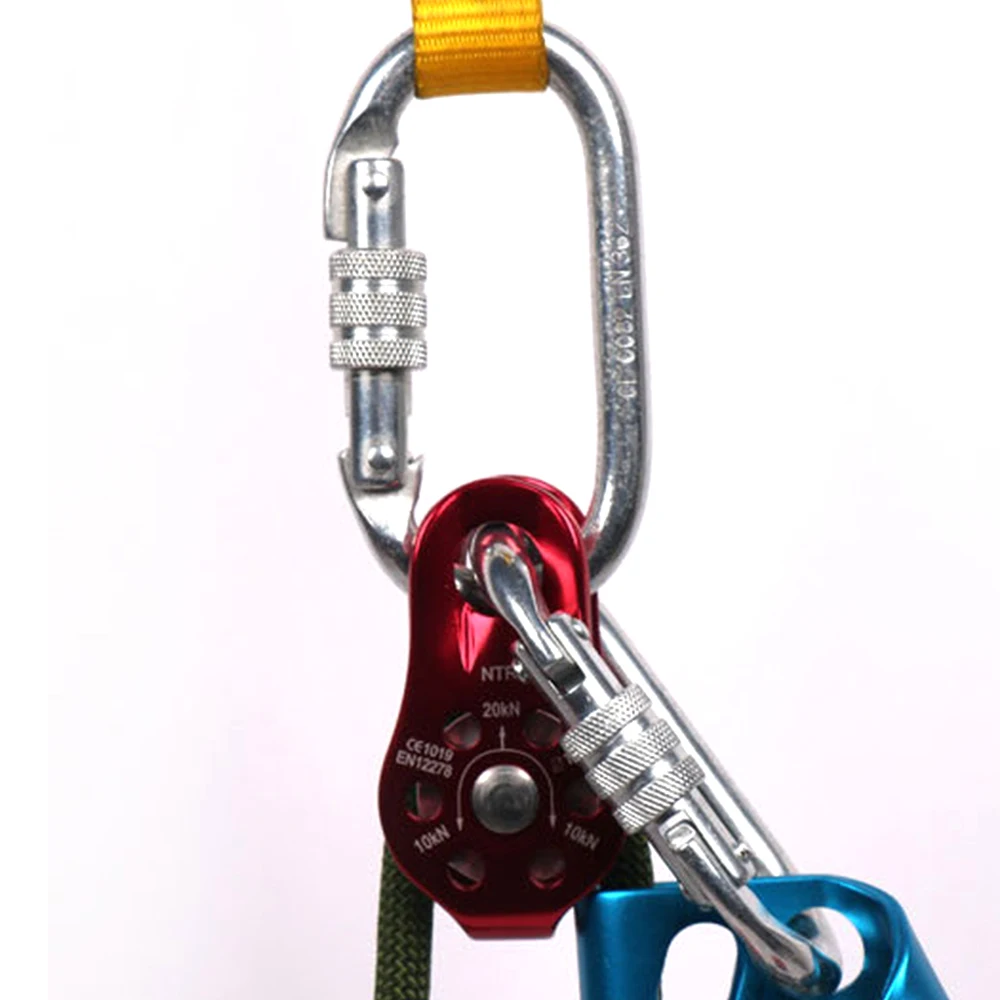 Pulley Climbing Pulley Cableway Mountaineering Outdoor 20KN Fixed Pulley Heart Transport Rappelling Rope