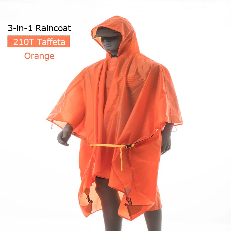 3F UL Шестерни 3-в-1 дождевое Пончо Куртка Водонепроницаемый плащ палатка навес для защиты от солнца след лист брезент для кемпинга Пеший Туризм тент - Цвет: 210T Orange