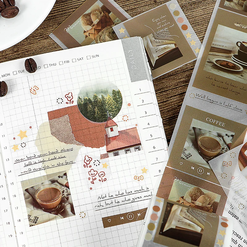 

Vintage Travel life notes Handmade tape transparent decoration washi tape DIY scrapbooking masking tape kawaii Stationary