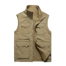 8256# весна и осень Открытый Мужской фотография Рыболовный Жилет двусторонний носить жилет Мульти-карманы пальто