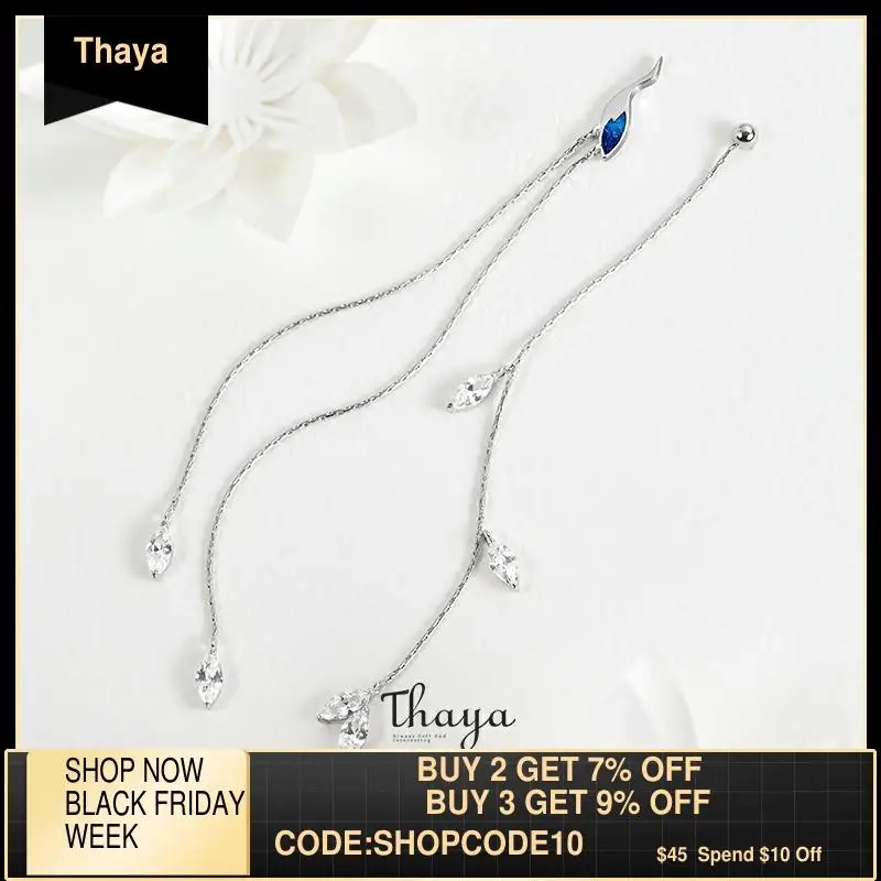 Женские Асимметричные сережки Thaya из серебра 925 пробы с синим краном ювелирные