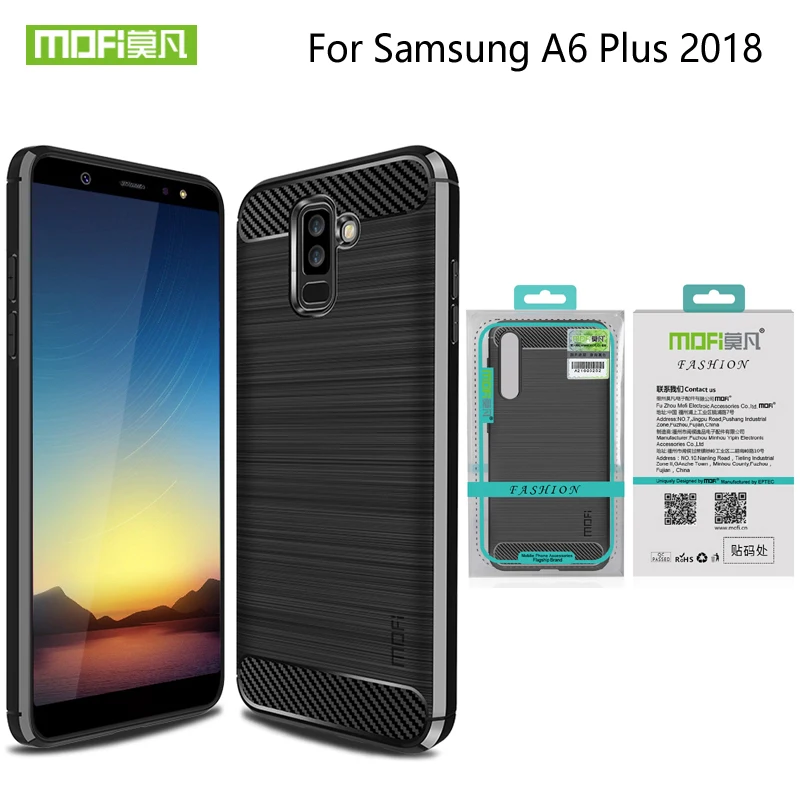 Чехол для телефона MOFi s для samsung Galaxy A6 Plus A605G, противоударный чехол из углеродного волокна, Силиконовый ТПУ, чехол для телефона