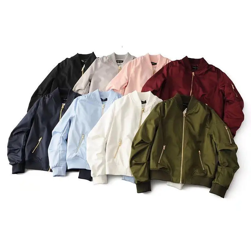 

Nmtz/0234yp Season New Products Thin Baseball Uniform Stand Collar Machete Sleeve Women's Casual Gold Zipper Jacket Autumn