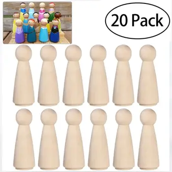 

20pcs Unfinished Natural Wooden Peg Doll Toy People DIY Manual Painting Graffiti 19QB