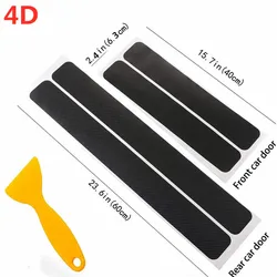 4 - Piece Car Door Sill Scuff Guard Set - Durable Carbon Fiber Anti - Kick and Scratch Protection Film (4D)