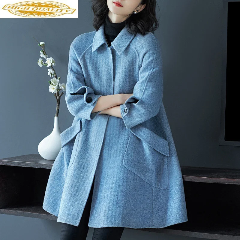 

Double Side Wool Coat Autumn Winter Jacket Women Woolen Coats and Jackets Women Korean Long Jacket Chaqueta Mujer MY3906
