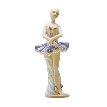 

Ceramic Crafts Dancing Girl Statue Sculpture Elegant Ballerina Figurines Creative Table Ornament for Home Decor Living Room