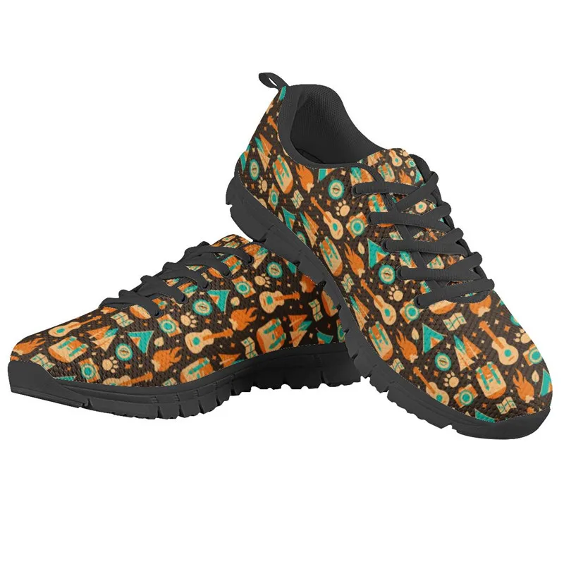 2020 Summer Causal Black Platform Shoes Woman Happy Camper Printing Sneakers Lightweight Mesh Running Shoes for Teenager Girls