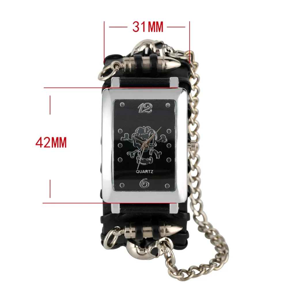 Часы с черепом, панк браслет, кварцевые часы, цепочка для наручных ...