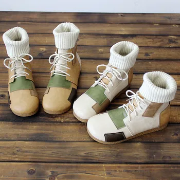 

Literary Retro Women's Shoes Original Hand-Stitched Martin Boots Mori Casual Women's Boots College Wind Wool Mouth Short Boots