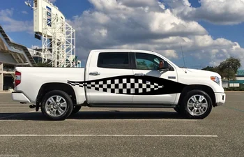 

For 2xRacing Checkered Graphic Stripe Decal Sticker Van Truck Vehicle SUV Reflective Car styling