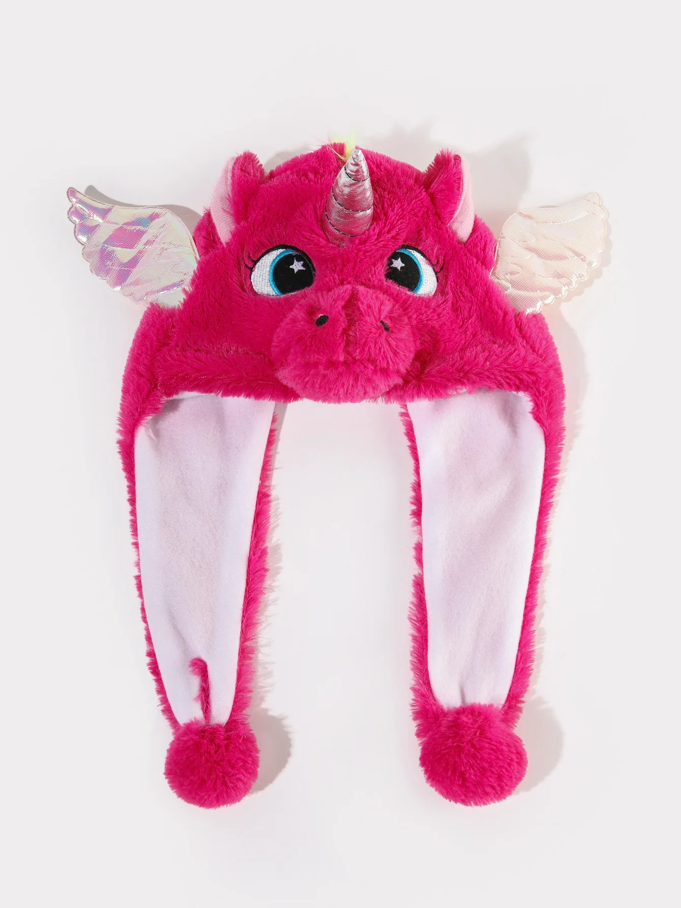Fluffy Unicorn Fleece Hat With Wings