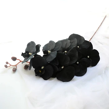 

Artificial Flower Branch Black Butterfly Orchid Single Halloween Decoration Home Silk Fake Flower Wedding Party Supplies 100cm