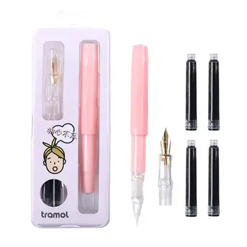 

JIANWU 1set Cute Candy Colors EF Nib Fountain Pen Luxury Inking Pens for Student kawaii brush pen set School supplies