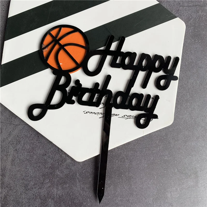 1 шт., новинка, Топпер для торта, для мальчиков, для дня рождения, баскетбольный Топпер для торта, для дня рождения, акриловый декор для торта, топперы для детей, для дня рождения