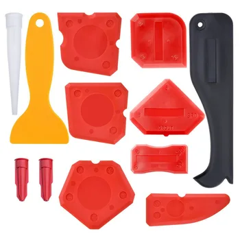 

12pcs Red Scraper Caulking Mould Removal Set Silicone Removal Scraper Tool Kit Reusable Floor Finishing Cleaner Hand Tool