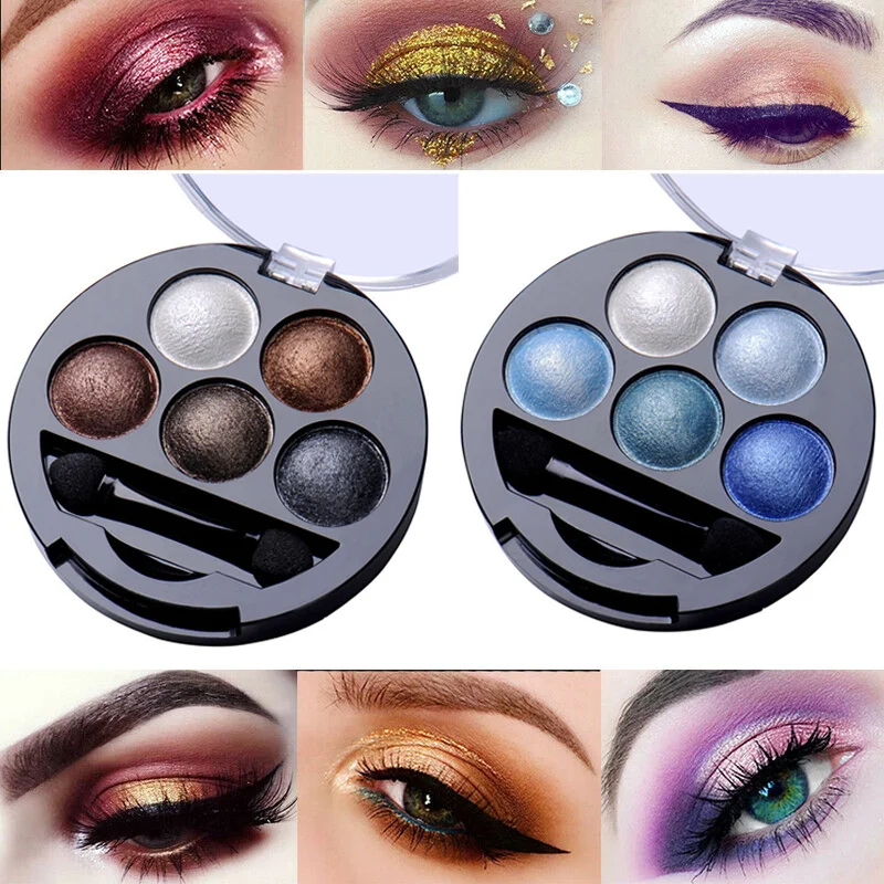 

5 Colors Eyeshadow Palette Glitter Shimmer Matte Smokey Color Eye Shadow Makeup Long Lasting Easy To Wear Smooth Powder Cosmetic
