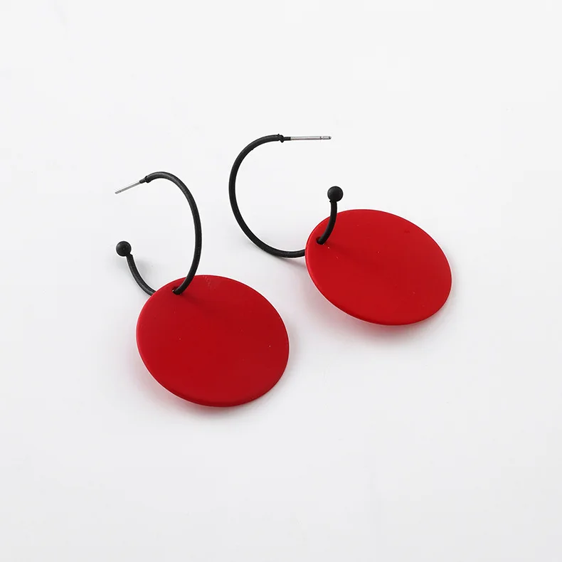 Корейские простые красные квадратные круглые металлические серьги модный геометрический дизайн сплав женские кулон ювелирные изделия подарок pendientes Brincos