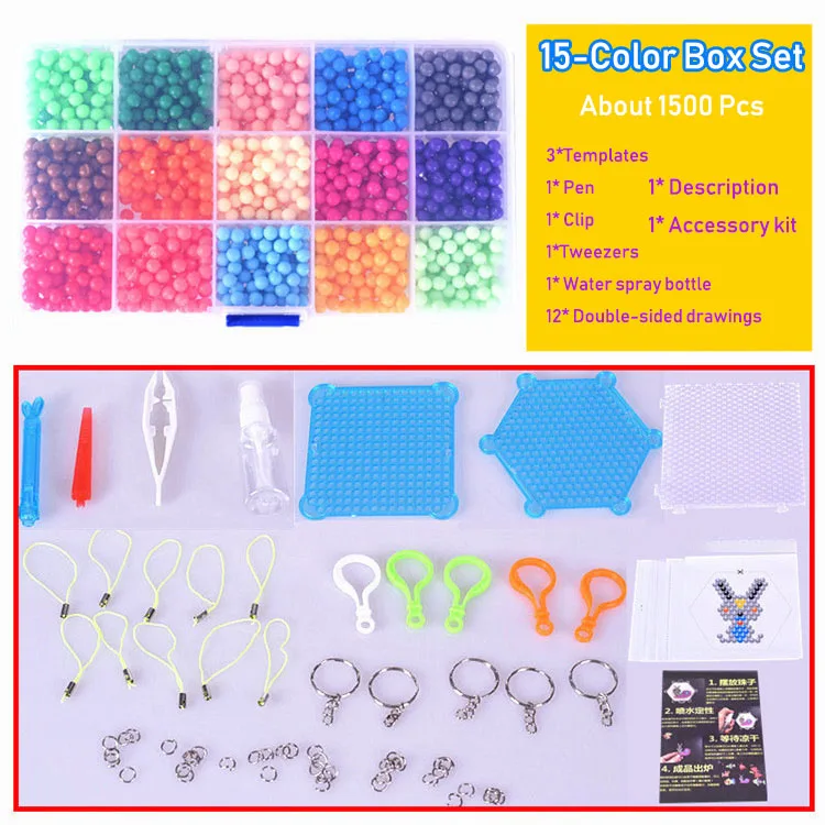 1500Pcs Luxury Set 3000 шт./компл. 5 мм, Фурнитура для бижутерии, распыления воды волшебный бисер формы в виде животного ручной выделки 3D бусины Пазлы Обучающие шарики, игрушки для детей - Цвет: 1500Pcs Luxury Set