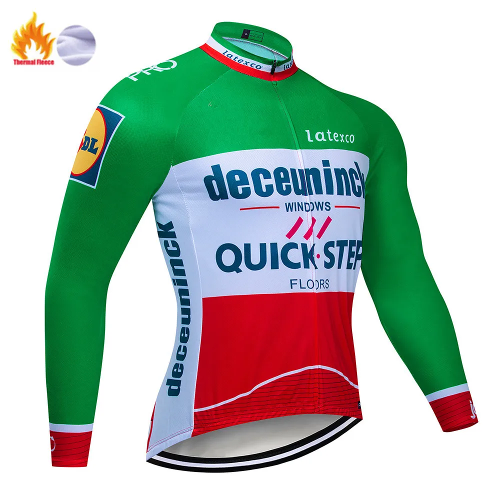 Pro Team QUICK STEP Велоспорт Джерси 9D нагрудник набор Бельгийская велосипедная одежда мужская зимняя теплая флисовая велосипедная Одежда для велоспорта - Цвет: Winter jersey