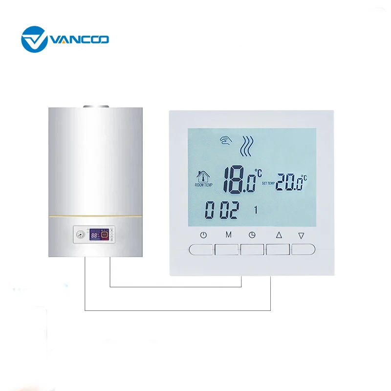 

Vancoo Gas Boiler Heating Temperature Regulator Hand Control AA Battery Programmable Heating Radiator Thermostat with Kid Lock
