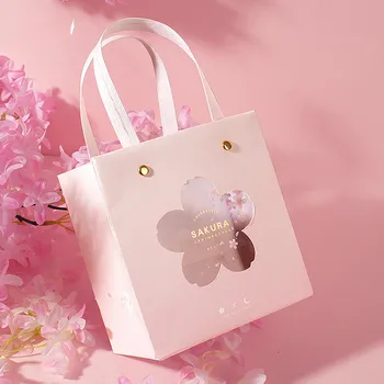 

Valentine's Day Cherry Blossoms Pink Gift Bag Sack Hollow Out Romantic Anniversary Packing Gift Cosmetic Jewelry Bag
