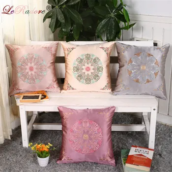 

LeRadore Luxury Embroidery Real Silk Cushion Cover Pillow Cases Decorative Cushions, Decorative Silk Pillow Silver Throw Pillow