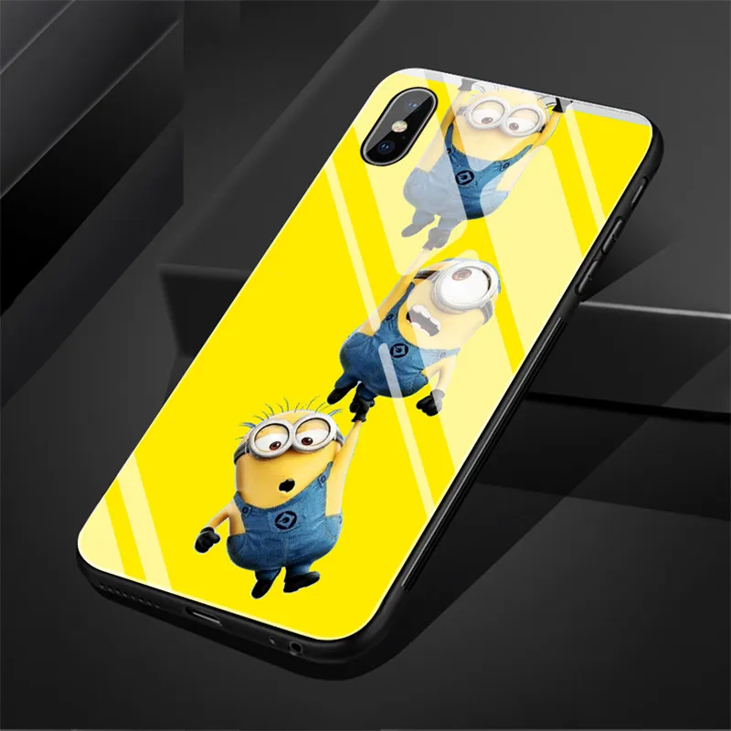 Гадкий я Миньоны для iPhone 6 6s 8 8Plus X 7 7Plus XR Xs Max 5 5S SE 11 Pro Max забавное закаленное стекло задняя крышка чехол для телефона