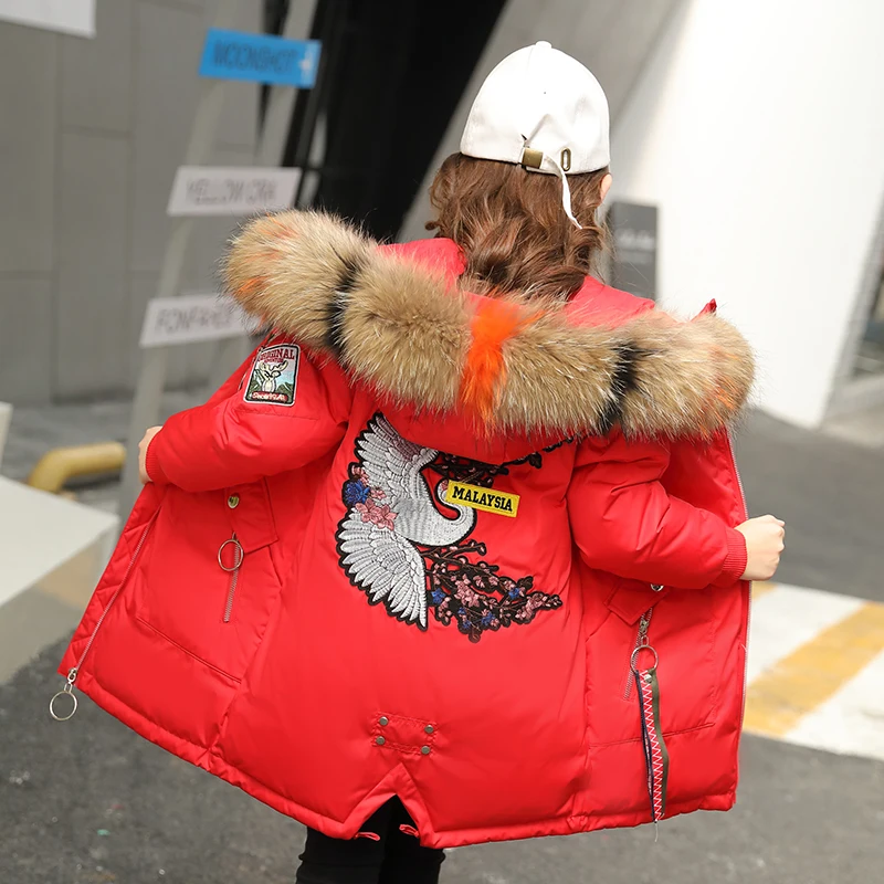 

2019 Fashion Children Clothes Winter Jacket Girl Clothing Kids Warm Thick Parka Multicolour Fur Collar Hooded Coat Teenage 3-15Y