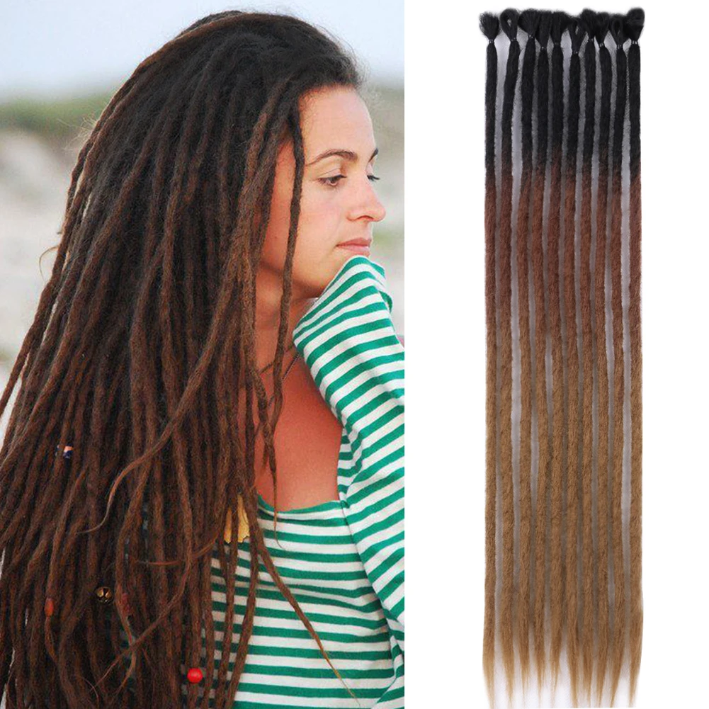 Handmade Dreadlocks Hair Extension 20 Inch Reggae Hair Dreads Locks Hip Hop Rock Roll Faux Locs Crochet Hair Black Ombre Brown