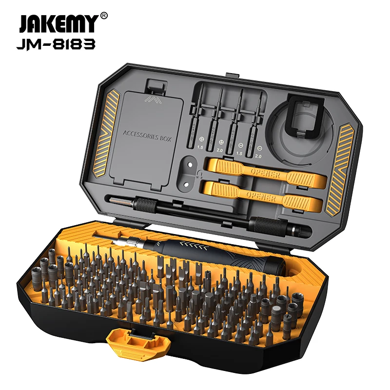 JAKEMY 145 in 1 Precision Magnetic Screwdriver Set Hex Phillips Screw Driver CR-V Bit for Mobile Phone Tablet Laptop Repair Tool