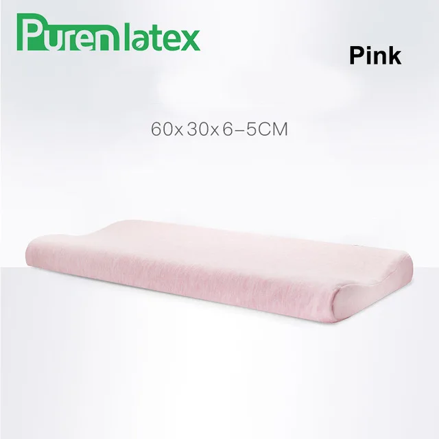 PurenLatex Подушка с эффектом памяти для шеи, подушки с медленным отскоком, ортопедические подушки для защиты позвоночника, тонкие поддерживающие контурные подушки, постельные принадлежности - Цвет: Pink