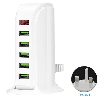 

5V 4A Mobile Phone Desktop USB Charger Over-power Protection Charging Hub Station Dock Universal With Power Cable Safe 5 Ports