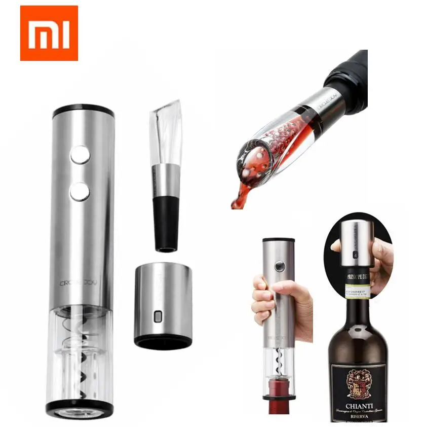 

Xiaomi Automatic Wine Bottle Opener Electric Corkscrew Fast Decanter Round Stainless Steel Mini Plug Red Wine Stopper optional
