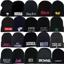 LENGMAO005 зимняя женская Повседневная теплая вязанная шапка с вышивкой и буквенным принтом, мужские однотонные хлопковые Лыжные шапки