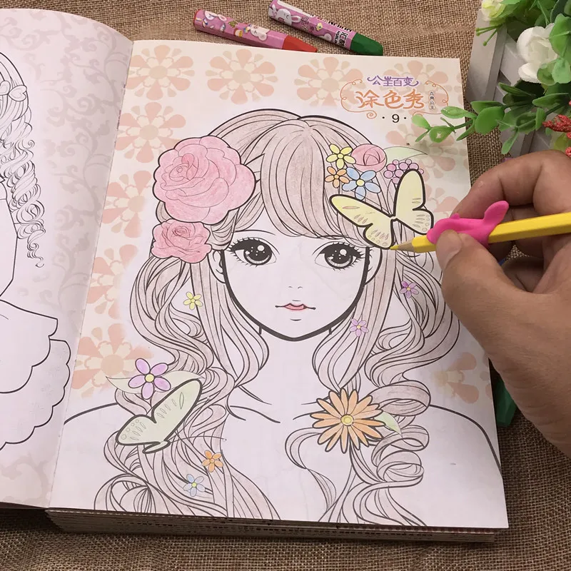 Princess Anime Coloring Books For Kid Drawing Children Elementary Primary  School Art Painting Picture Toy Girl Learn How To Draw - Drawing Toys -  AliExpress