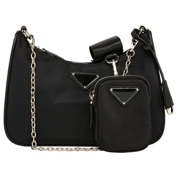 

Three In One Nylon Bag New 2020 Wide Shoulder Strap Chain Shoulder Bag Messenger Bags High Quality Women Purse and Handbags