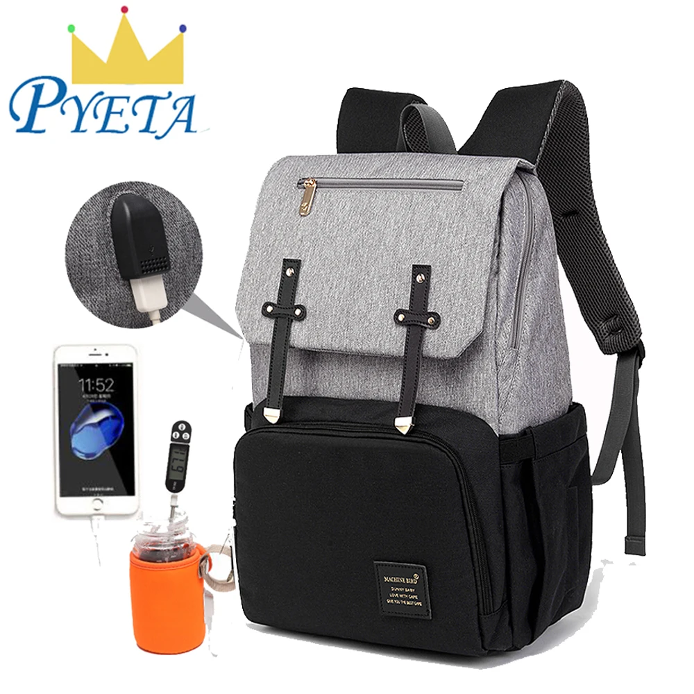 Улучшенная версия, сумка для детских подгузников, USB сумка для подгузников, рюкзак для мам, рюкзак для путешествий, водонепроницаемая сумка