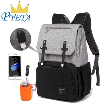 

Enhanced Version Baby Diaper Bag USB Nappy Bag Mummy Backpack Travel Bakpack Waterproof Laptop Bag Rechargeable Bottle Holder