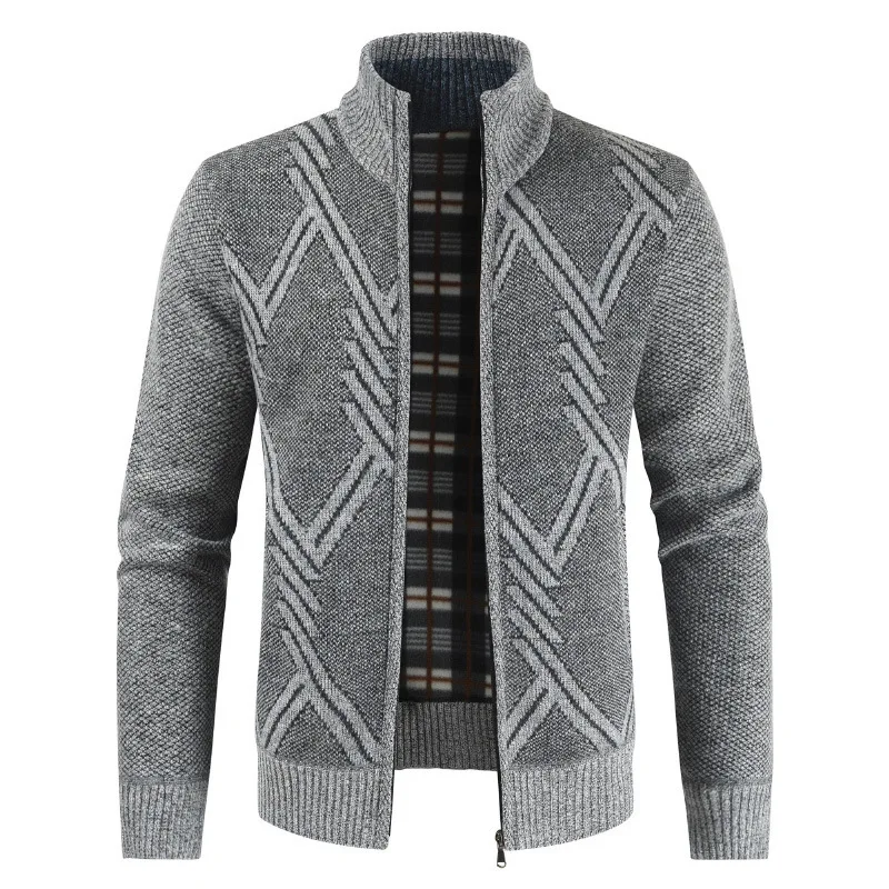 

2019 Autumn Winter Mens Sweater Casual Stand Collar Thick Cardigan Men Fashion Warm Sweater Coats Men