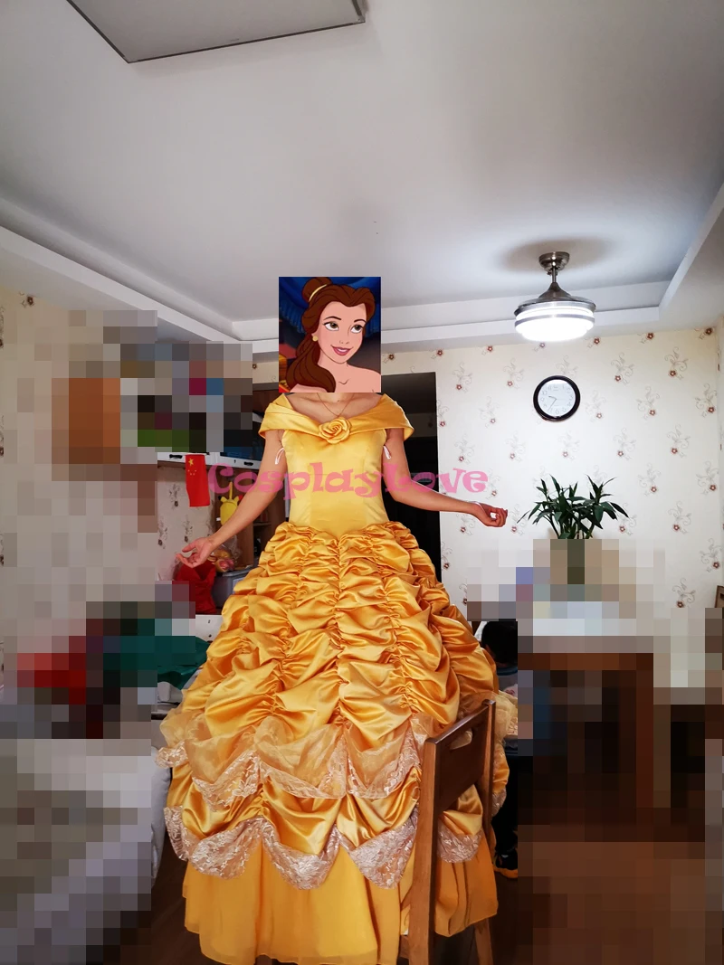 Косплей «Красавица и Чудовище» на заказ; желтое платье принцессы Белль для взрослых и детей; карнавальный костюм с накидкой