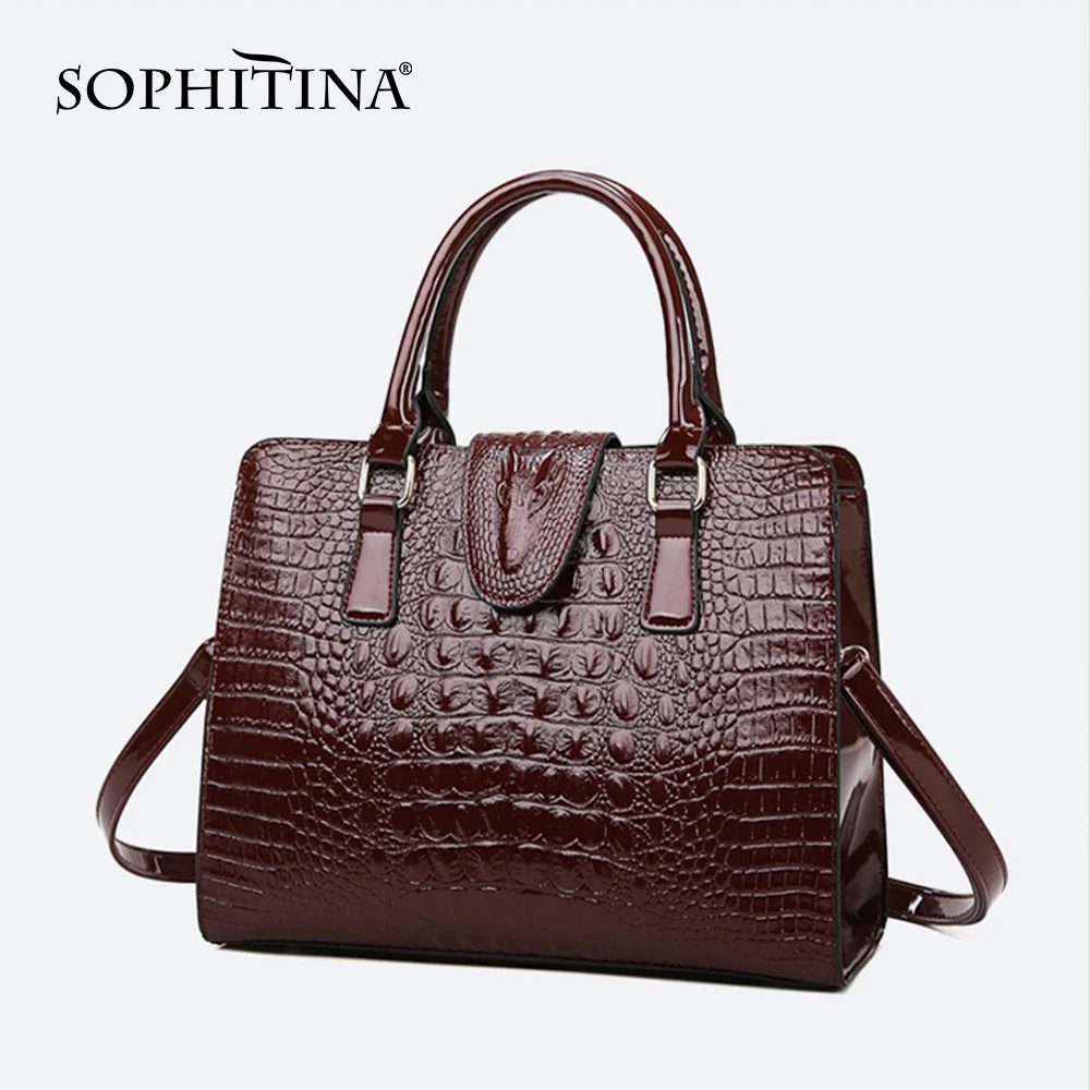 

SOPHITINA Casual Women' s Messenger Bags Versatile High Quality Convenient Zipper Hasp Crocodile Print Bags Fashion Handbag E32