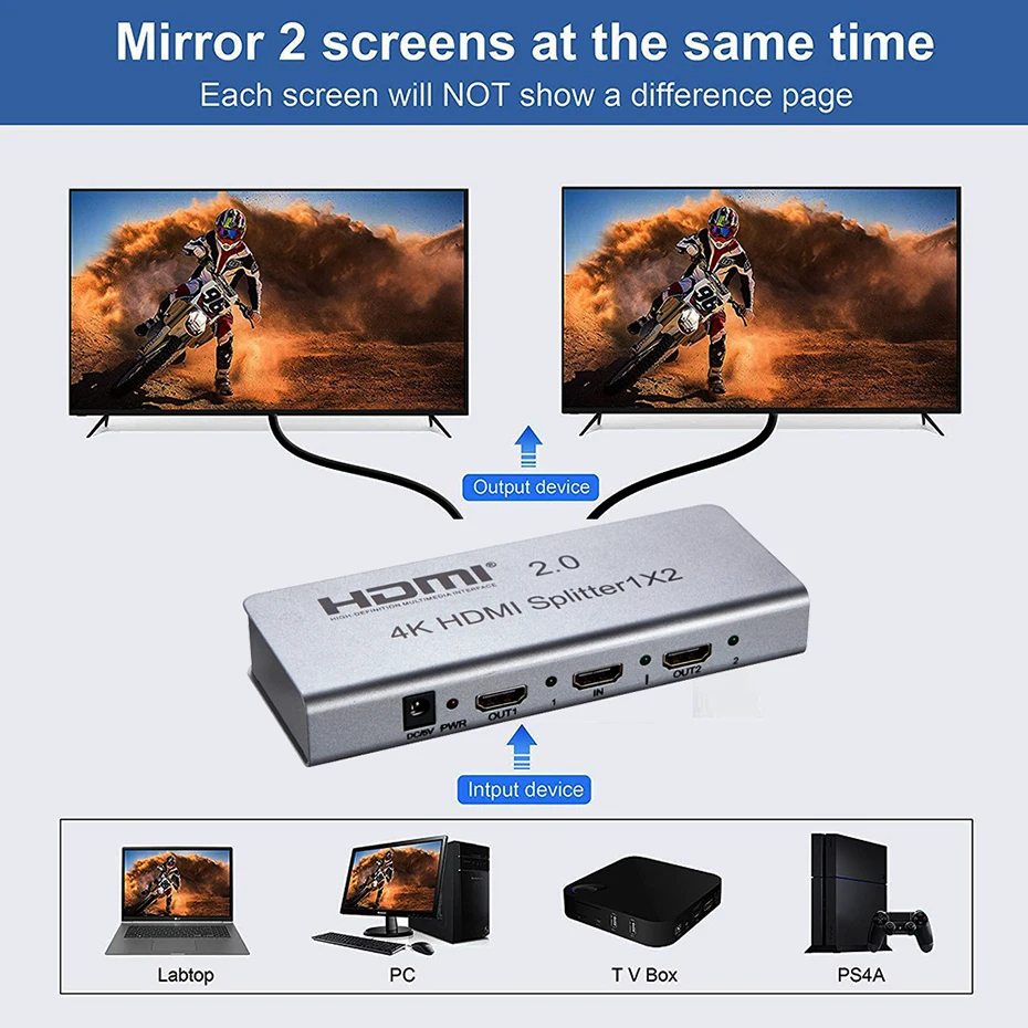 HDR HDMI 2.0 ø, 2 Ʈ HDMI ø, 1 in 2 out, RS232 & EDID, PS5, PS4 ,  TV ø, 1x2  , 4K, 60Hz