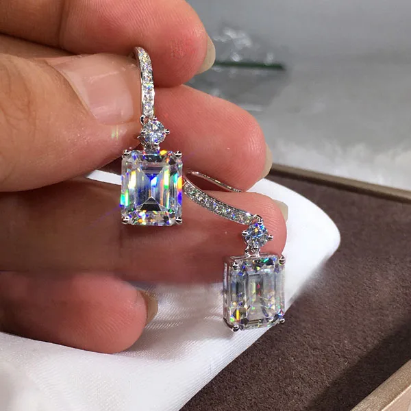 Женские квадратные серьги RongXing с белым цирконием AAA кольца золотом и кристаллами