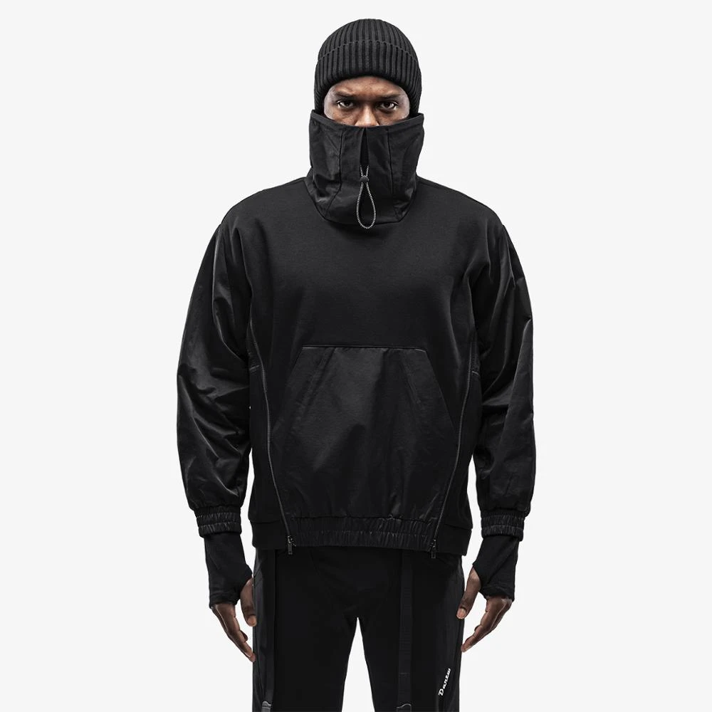 Dartw Techwear メンズタートルネックフーディ ブラックカラー 斜めのジッパー ルーズフィット ヒップホップ ストリートウェア サイバーパンクファッション パーカー スウェット Aliexpress