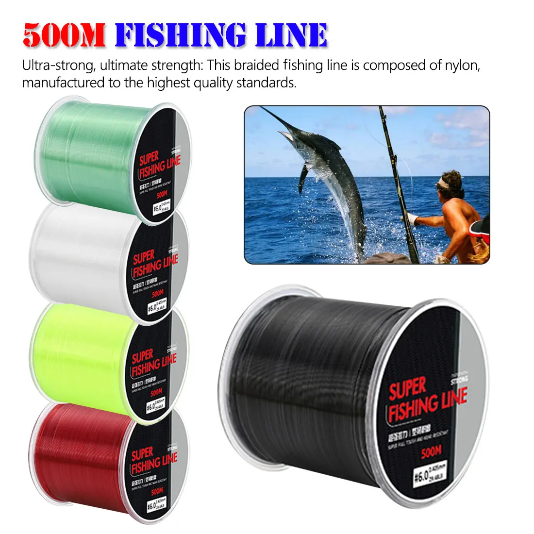 500m Nylon Fishing Line Japanese Durable Monofilament Rock Sea Fishing