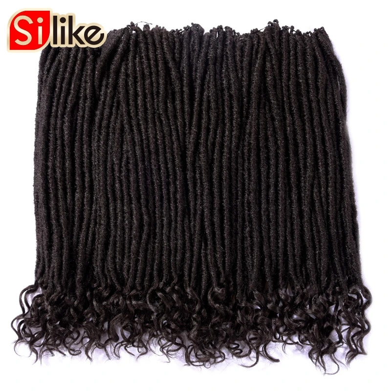 Silike 14 18 дюймов мягкие Faux Locs Curly концы крючком плетение волос синтетические волосы