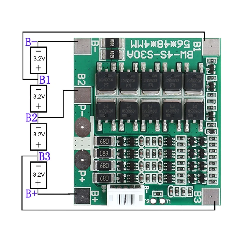 LiFePo4 LiFe 18650 Battery BMS Protection PCB Board 4S 30A 12.8V w/Balance 3.2V