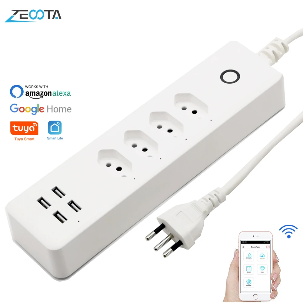 Wifi Smart Power Strip Brazil Electrical Plug Sockets 4 Way Swiss Usb