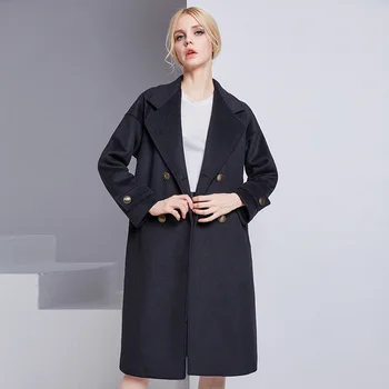 

Autumn 2020 New High-end Wool Coat Women's Double Breasted Overcoat Winter Warm Wool women Long Wool Coat Turn Down Collar L942